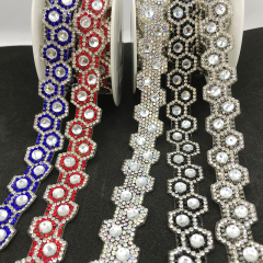 Hexagonal Shaped Rhinestone Trim by the Yard Exporter