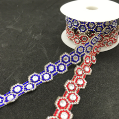 Hexagonal Shaped Rhinestone Trim by the Yard Exporter