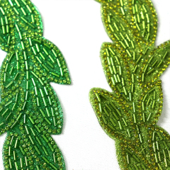Embroidery Sequins Rhinestone Beaded Leaf Trim Manufacturer