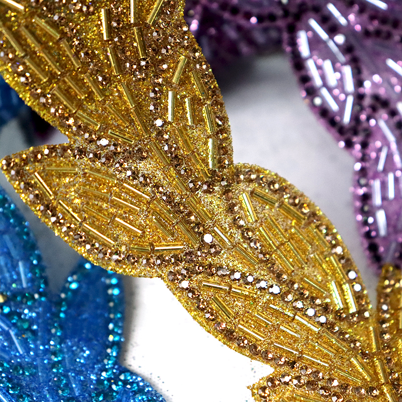 Embroidery Sequins Rhinestone Beaded Leaf Trim Manufacturer