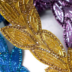 Embroidery Sequins Rhinestone Beaded Leaf Trim Manufacturer