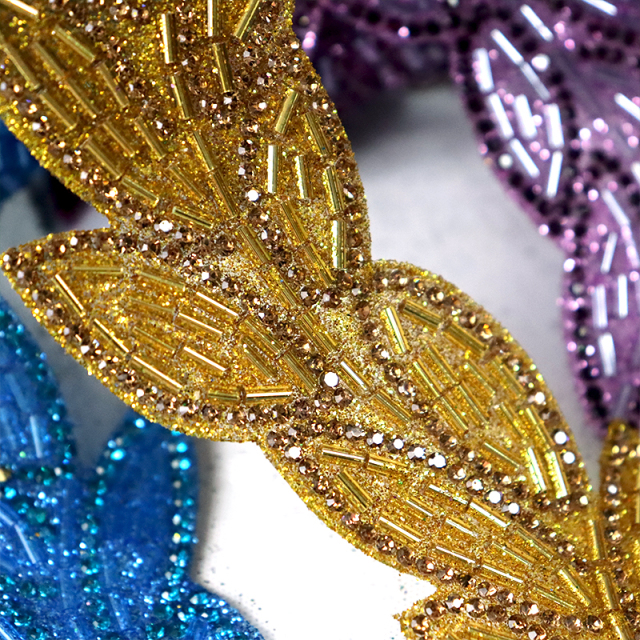 Embroidery Sequins Rhinestone Beaded Leaf Trim Manufacturer