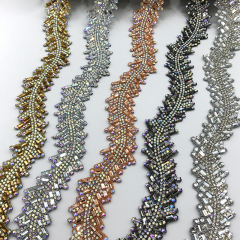 Leaf Shaped Diamond Jeweled Trim By The Yard Supplier