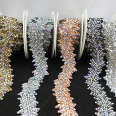 Leaf Shaped Diamond Jeweled Trim By The Yard Supplier