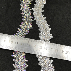 Leaf Shaped Diamond Jeweled Trim By The Yard Supplier