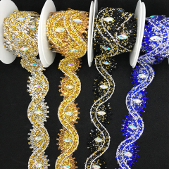 Shiny Eye Shaped AB Rhinestone Trim Factory