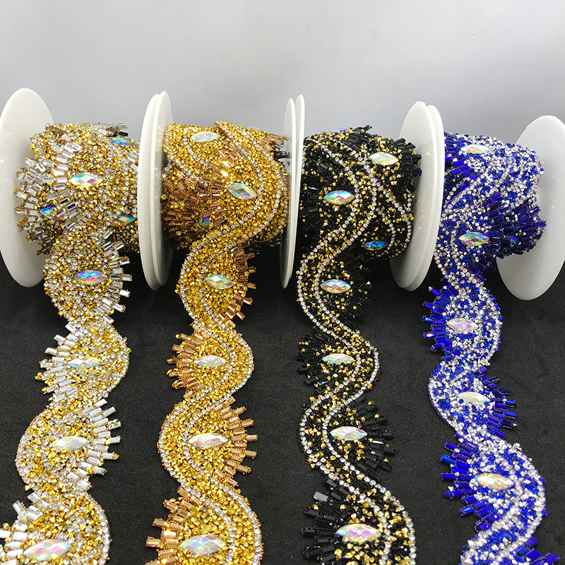 Shiny Eye Shaped AB Rhinestone Trim Factory