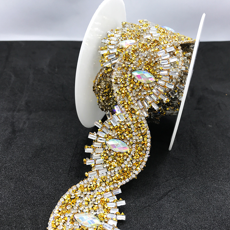 Shiny Eye Shaped AB Rhinestone Trim Factory