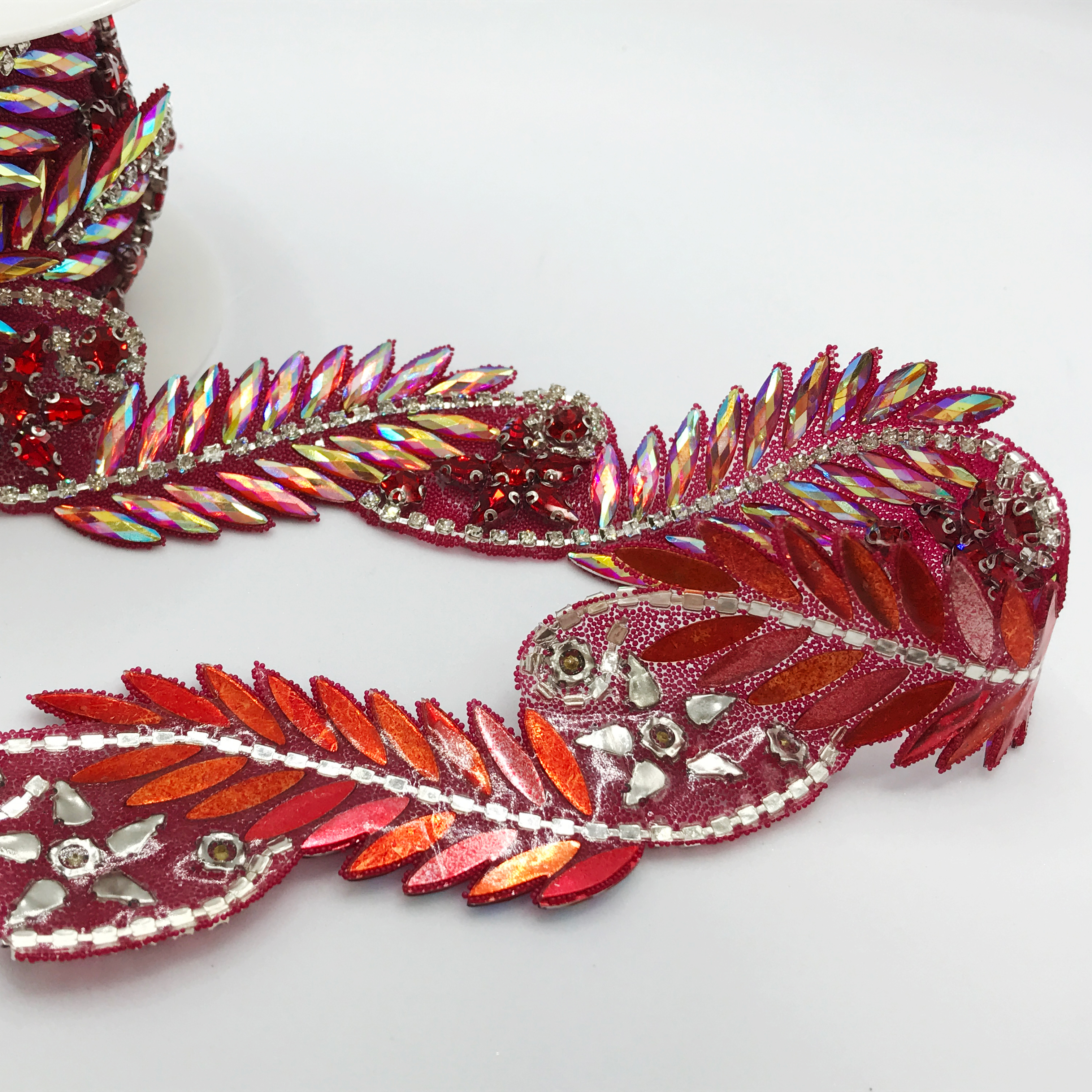 Black Leaf Shaped Crystal Trim By The Yard Custom