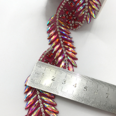 Black Leaf Shaped Crystal Trim By The Yard Custom