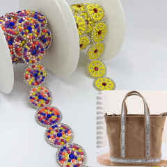 Round Shape Rhinestone Beaded Tape Trimming Exporter