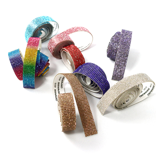 Multi Colors Rhinestone Adhesive Tape Trimming Factory