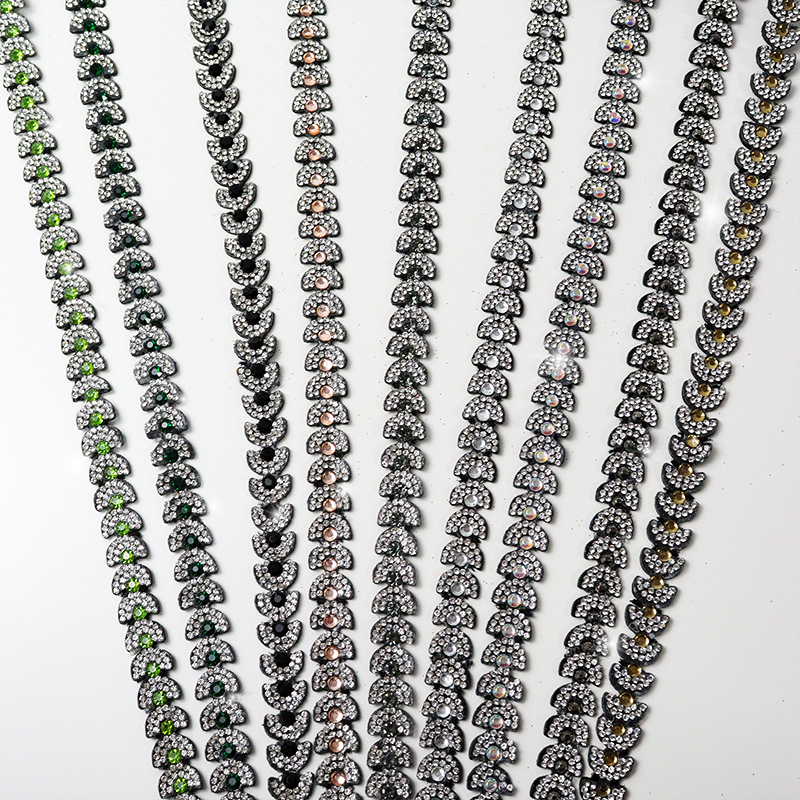 Black Semicircle Crystal Trim for Sewing Wholesale
