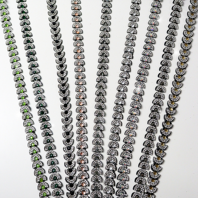 Black Semicircle Crystal Trim for Sewing Wholesale