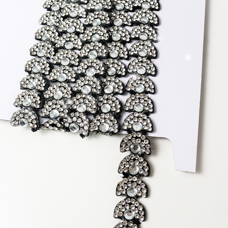 Black Semicircle Crystal Trim for Sewing Wholesale