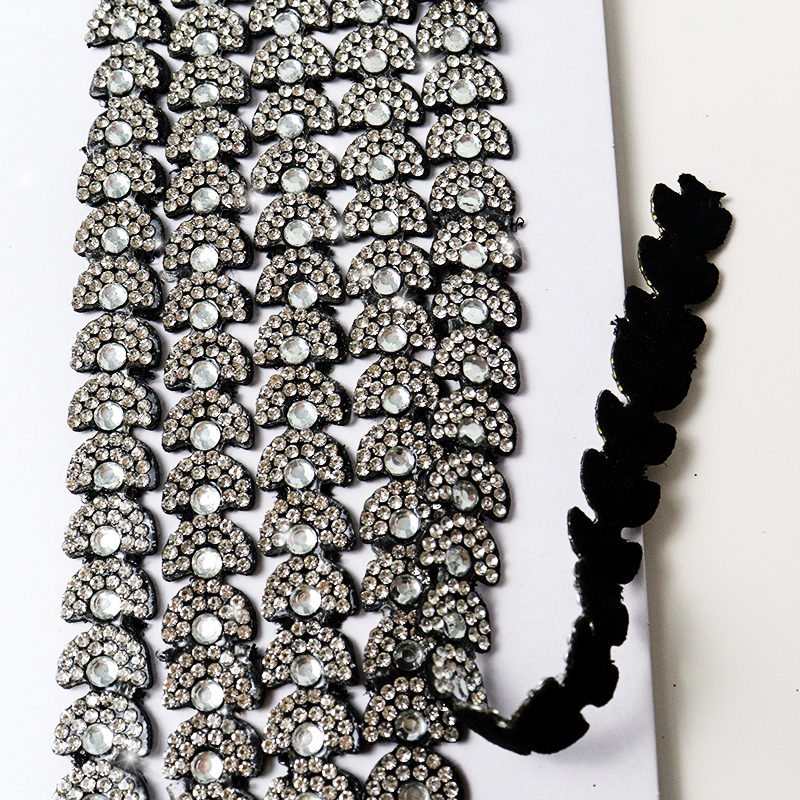Black Semicircle Crystal Trim for Sewing Wholesale