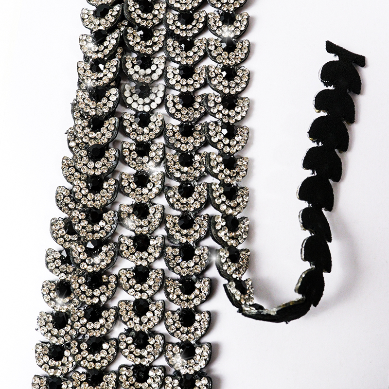 Black Semicircle Crystal Trim for Sewing Wholesale