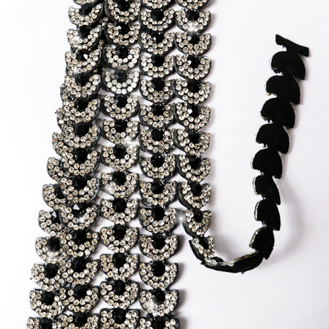 Black Semicircle Crystal Trim for Sewing Wholesale