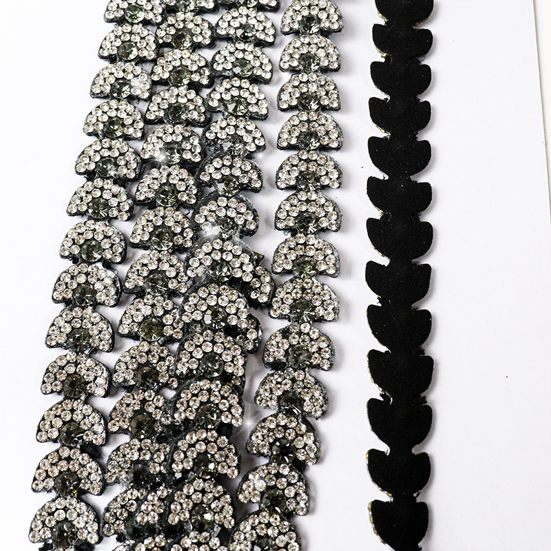 Black Semicircle Crystal Trim for Sewing Wholesale