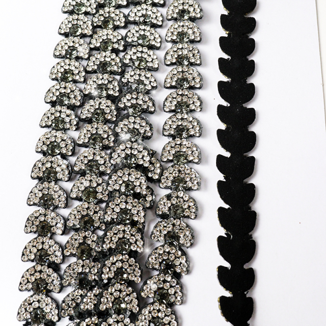 Black Semicircle Crystal Trim for Sewing Wholesale