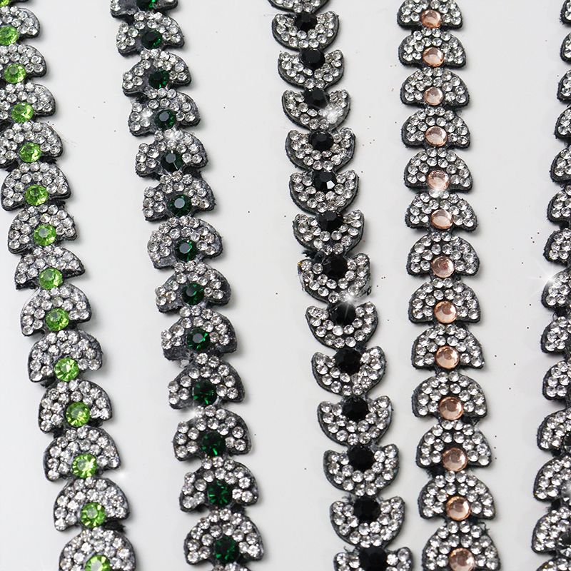 Black Semicircle Crystal Trim for Sewing Wholesale