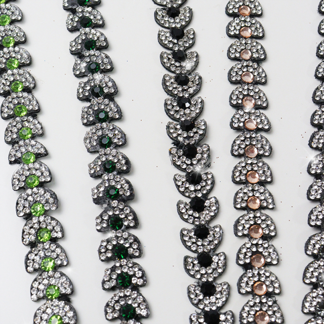 Black Semicircle Crystal Trim for Sewing Wholesale