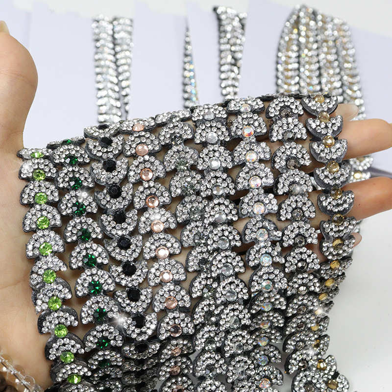 Black Semicircle Crystal Trim for Sewing Wholesale