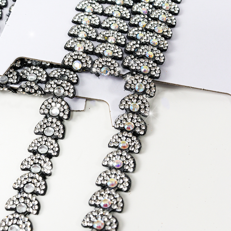 Black Semicircle Crystal Trim for Sewing Wholesale