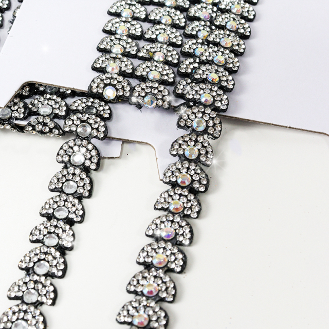 Black Semicircle Crystal Trim for Sewing Wholesale