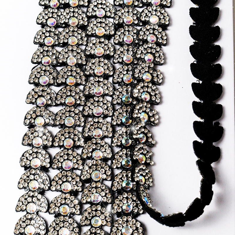 Black Semicircle Crystal Trim for Sewing Wholesale