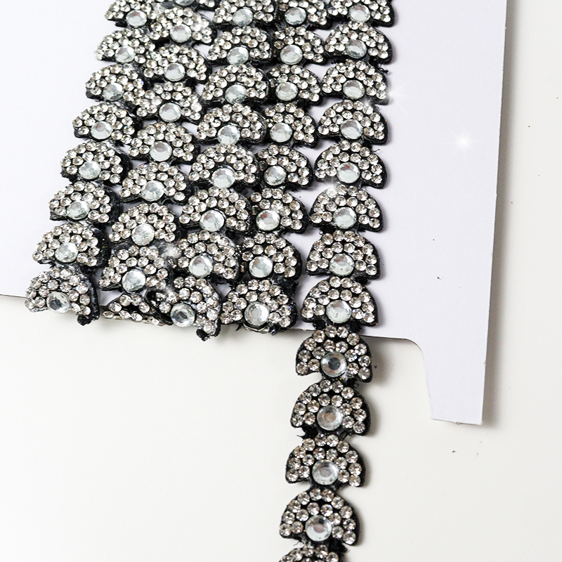 Black Semicircle Crystal Trim for Sewing Wholesale