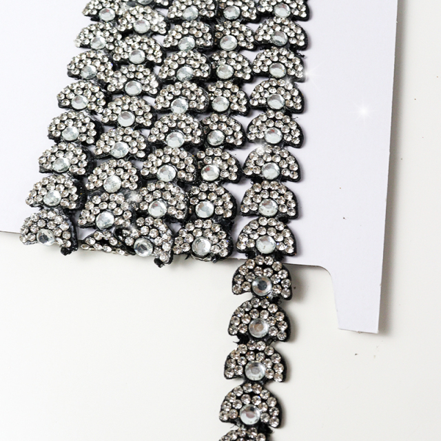 Black Semicircle Crystal Trim for Sewing Wholesale