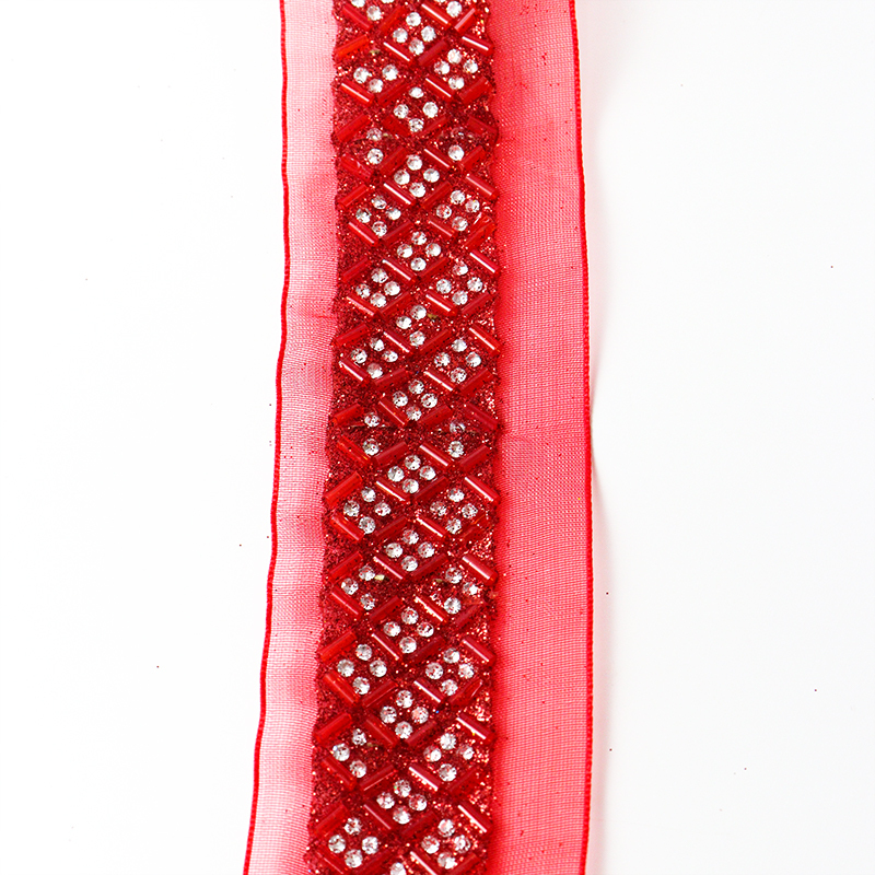 Red Sequin Diamond Beaded Ribbon Trim for Sewing Manufacturer