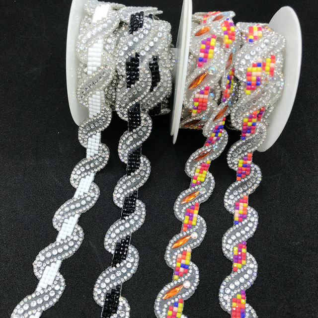 White Diamante Applique Trim for Bag Apparel Decor Wholesale