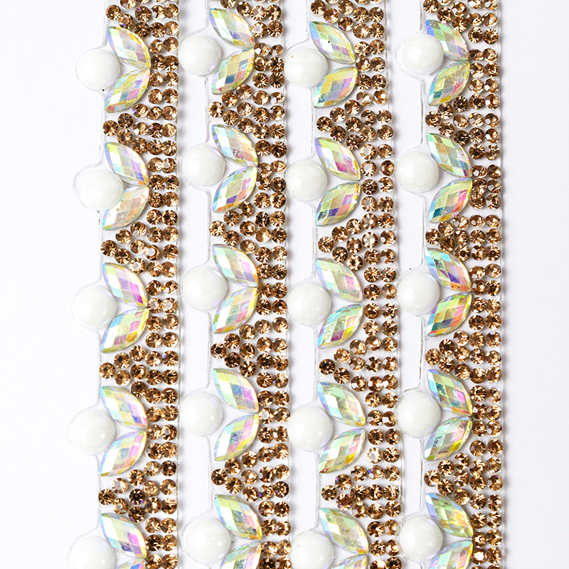 White Pearl and Rhinestone Trim Custom