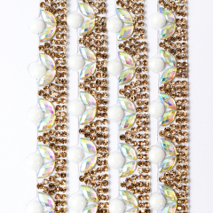 White Pearl and Rhinestone Trim Custom