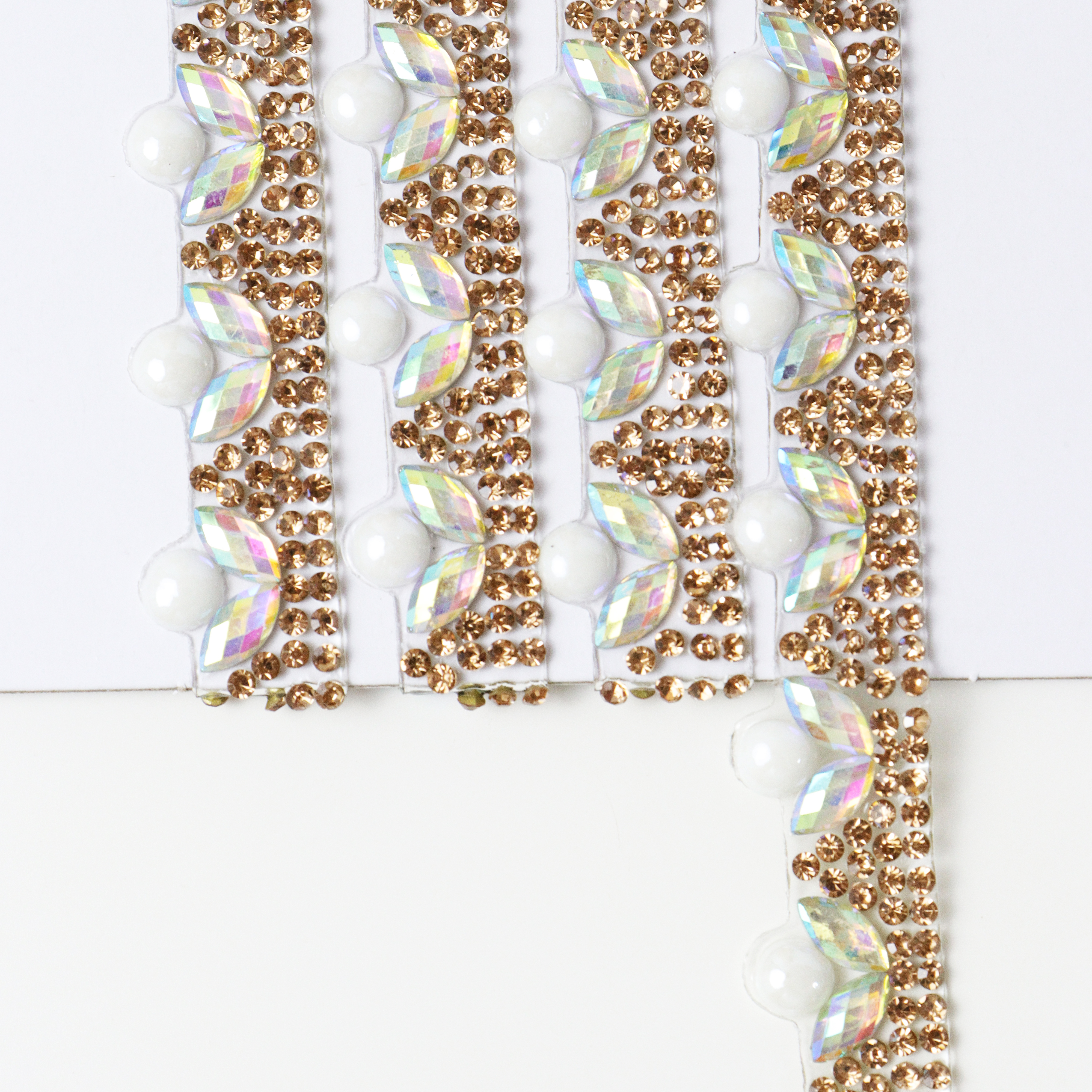White Pearl and Rhinestone Trim Custom