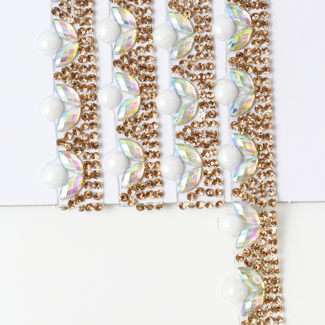 White Pearl and Rhinestone Trim Custom