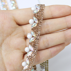 White Pearl and Rhinestone Trim Custom
