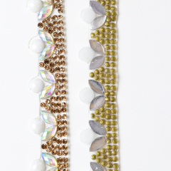White Pearl and Rhinestone Trim Custom