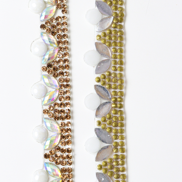 White Pearl and Rhinestone Trim Custom
