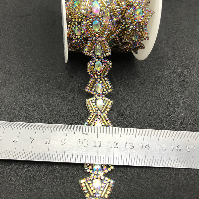 Gold Rhinestones Beaded Chain By The Yard Custom