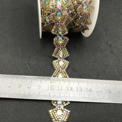 Gold Rhinestones Beaded Chain By The Yard Custom
