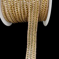 Gold Rhinestone Diamante Trim with Chain Decor Custom