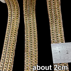 Gold Rhinestone Diamante Trim with Chain Decor Custom