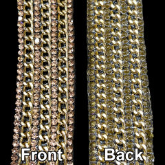 Gold Rhinestone Diamante Trim with Chain Decor Custom