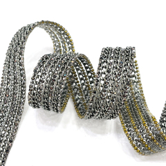 Gold Rhinestone Diamante Trim with Chain Decor Custom
