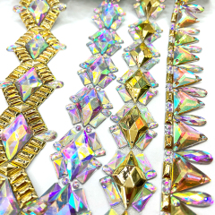 Rhombus Shaped Jeweled Crystal Applique Trim Wholesale