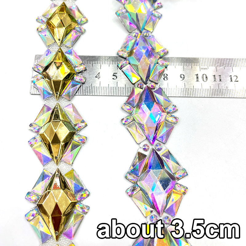 Rhombus Shaped Jeweled Crystal Applique Trim Wholesale