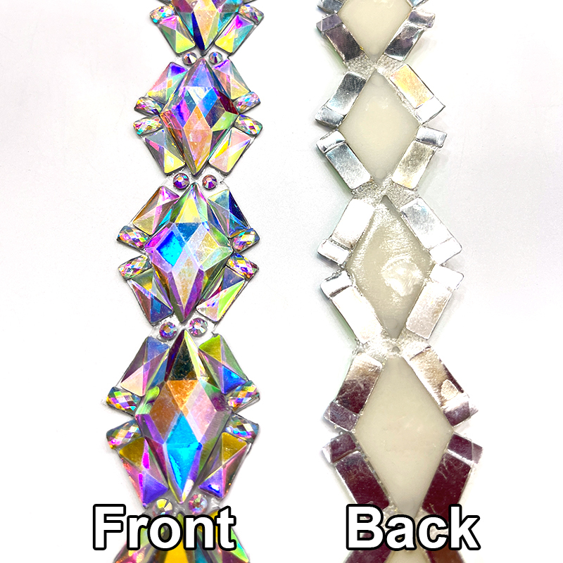 Rhombus Shaped Jeweled Crystal Applique Trim Wholesale